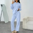 thumbnail image 2 of HKYNLAG Sweats Sets for Women Comfy Hoodie Sweatsuit Sets Long Sleeve Wide Leg Pants Fall Fashion Clothes Light Blue XL, 2 of 6