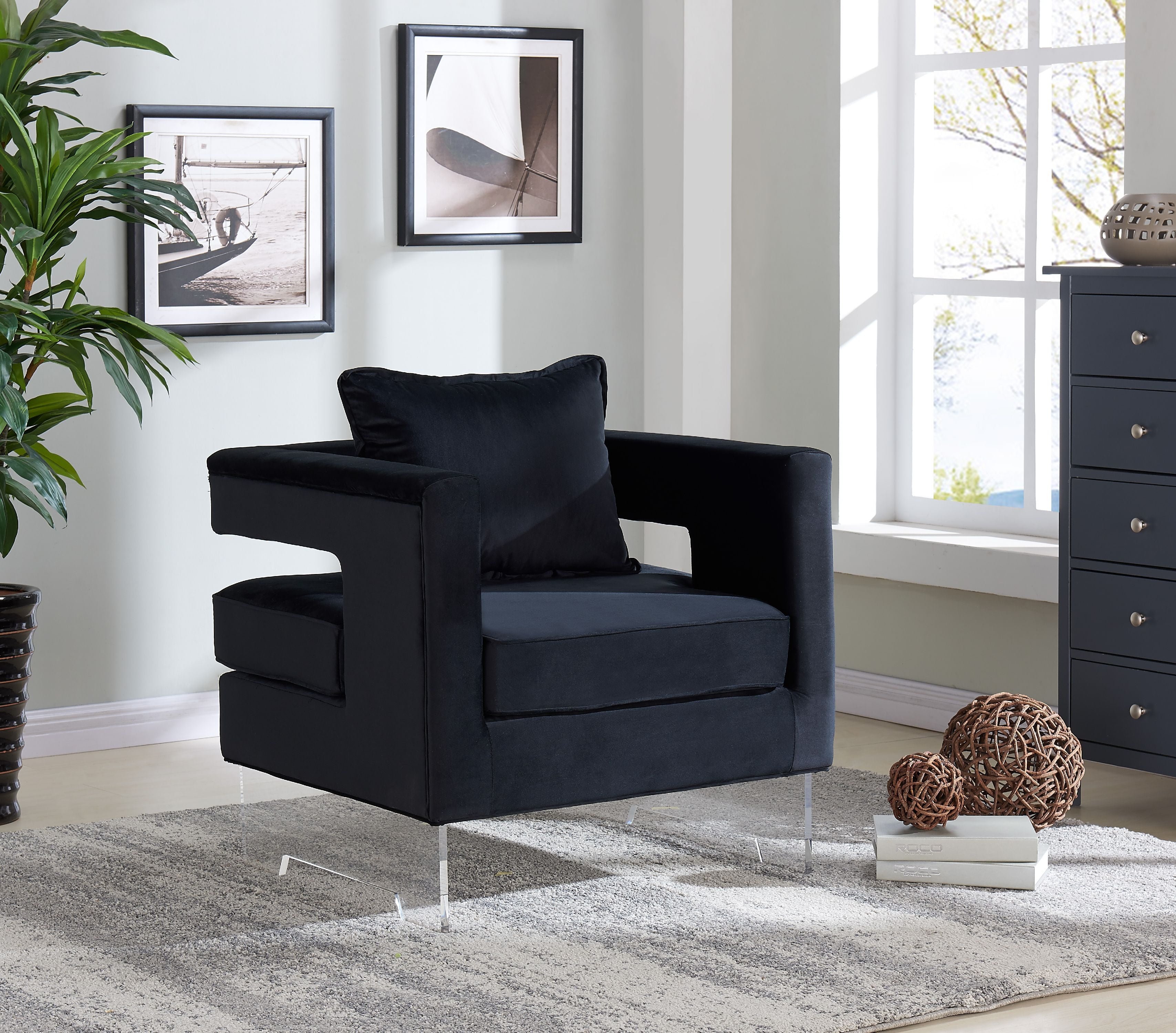 Carson Black Velvet Accent Chair
