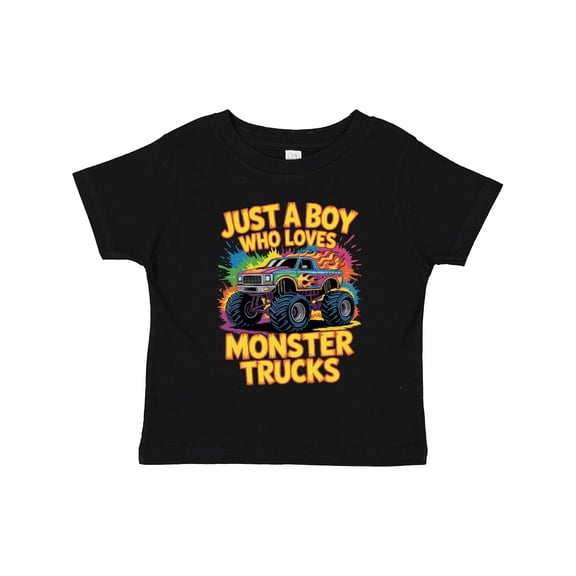 Inktastic Just a Boy Who Loves Monster Trucks Boys or Girls Toddler T-Shirt