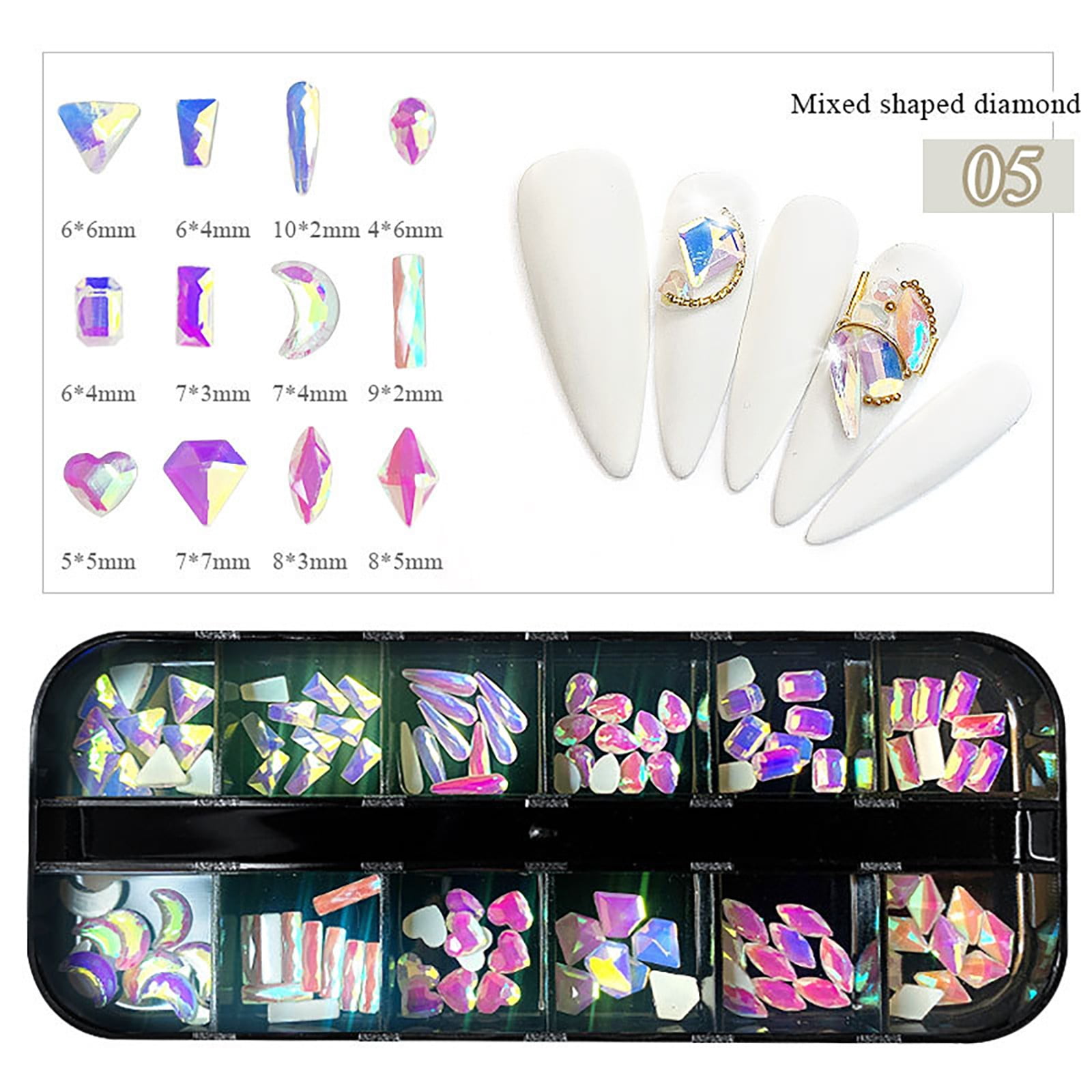 NIUREDLTD Nail Art Drill Set 12 Compartments Boxed Shaped Drill Stained ...