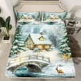 thumbnail image 2 of jejeloiu Wild Deer Western Country Lodge Merry Christmas Twin Sheet Set,Super Cozy Children Bedding,3 Pieces, 2 of 7