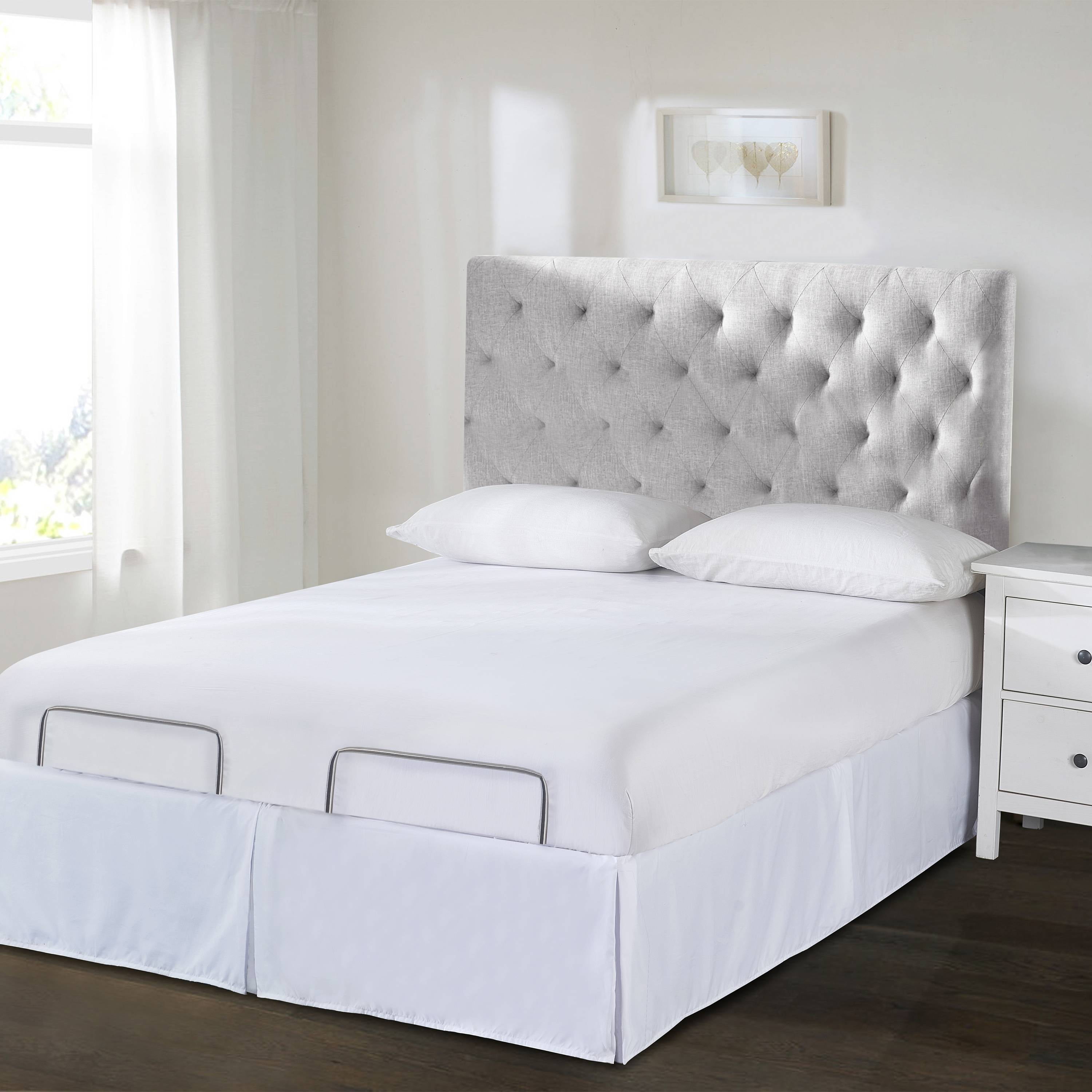 Bed Makers Adjustable Bed Wrap-Around 15" Tailored Bed skirt, Queen, White