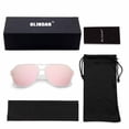 thumbnail image 6 of GLINDAR Men's Polarized Aviator Sunglasses Vintage Square Driving Glasses (Matte Clear Frame / Polarized Mirror Pink Lens), 6 of 7