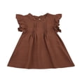 thumbnail image 2 of Robes de Princesse Unies pour Tout-Petites Filles, Douces, à Volants, Col Ras du Cou, Sans Manches, Robe d'Été, Vêtements Décontractés, 2 of 6
