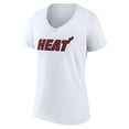 thumbnail image 2 of Women's White Miami Heat Wordmark V-Neck T-Shirt, 2 of 3