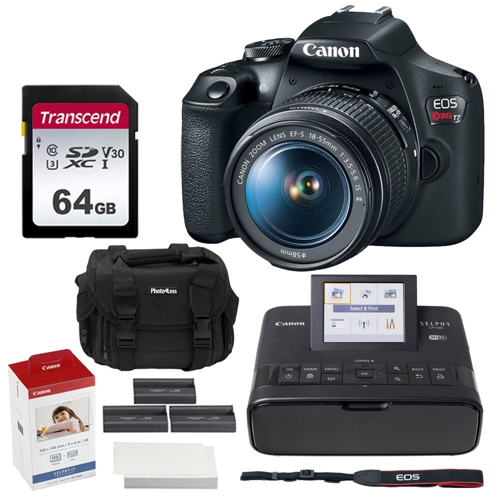 Canon EOS Rebel T7 Digital SLR Camera + EFS 1855mm Lens + 64GB Memory