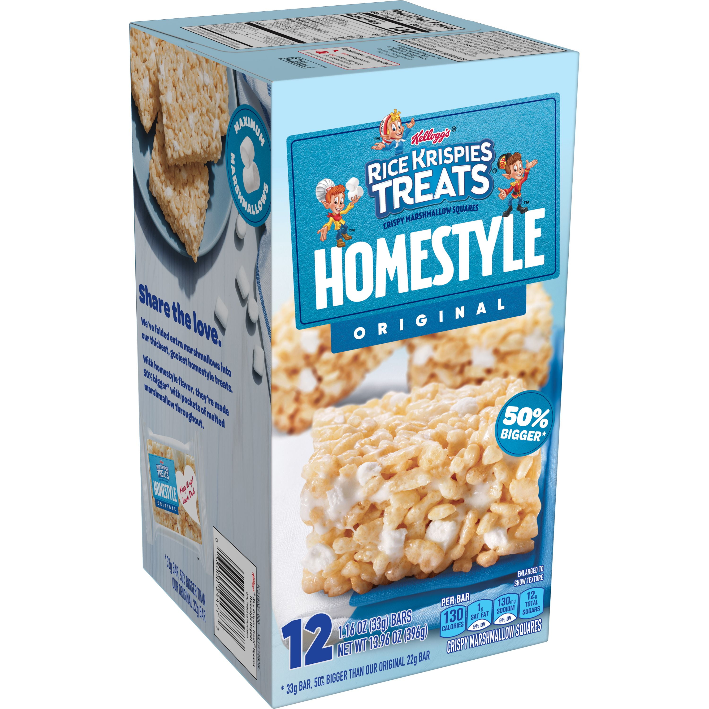 Kellogg's Rice Krispies Treats Homestyle Marshmallow Snack Bars, Kids