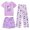 j-Purple, variant on LIIPEE Casual Graphic Pajamas For Girls Short Sleeve Tees Shorts Pants Pajama Set 3 Piece 3-12 Years