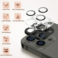 thumbnail image 6 of For Apple iPhone 13 Pro 6.1 inch 3D Diamond Bling Crystal Full Coverage Camera Screen Area Lens Protector Black, 6 of 6