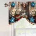 thumbnail image 5 of Tie Up Valances for Windows, Country Flower Adjustable Valance Curtains Window Treatment for Living Room, Western Texas Star Butterfly Barn Door Rod Pocket Kitchen Curtains & Drapes 42x12 Inch, 5 of 9