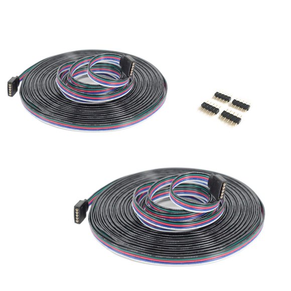 HUALAND 2pcs Pack 5m 16.4ft RGBW Extension, Cable Line with Full Copper Wires Inside for LED Strip RGBW 5050 3528 Cord 5pin ,RGBW Wire,RGB Extension Cable,led Extension Cable