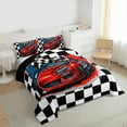 thumbnail image 3 of Homewish Racing Car Full Size Comforter Sets,Classic Checkered Bedding Comforter Set,Extreme Sport Game Bedding Sets For Boy Teens,Uxury Bedroom Decor Reversible,3pcs, 3 of 8