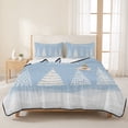 thumbnail image 3 of Quilts Twin XL Size Bedding Set, Light Blue Christmas Lightweight Quilted Comforter, Xmas Trees Snowy Snowflake Winter Soft Reversible Bedspread Coverlet with Pillow Covers for All Season, 68" x 98", 3 of 9