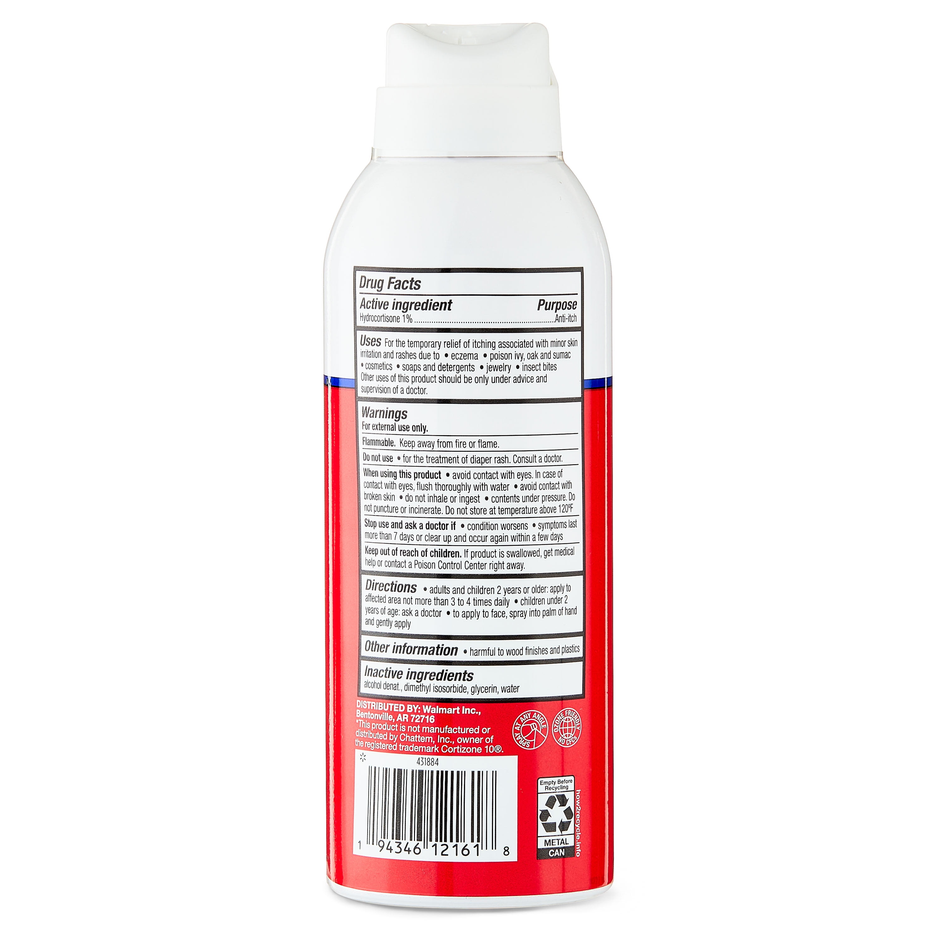 Equate Maximum Strength Hydrocortisone 1% Anti-Itch Spray, 3 oz