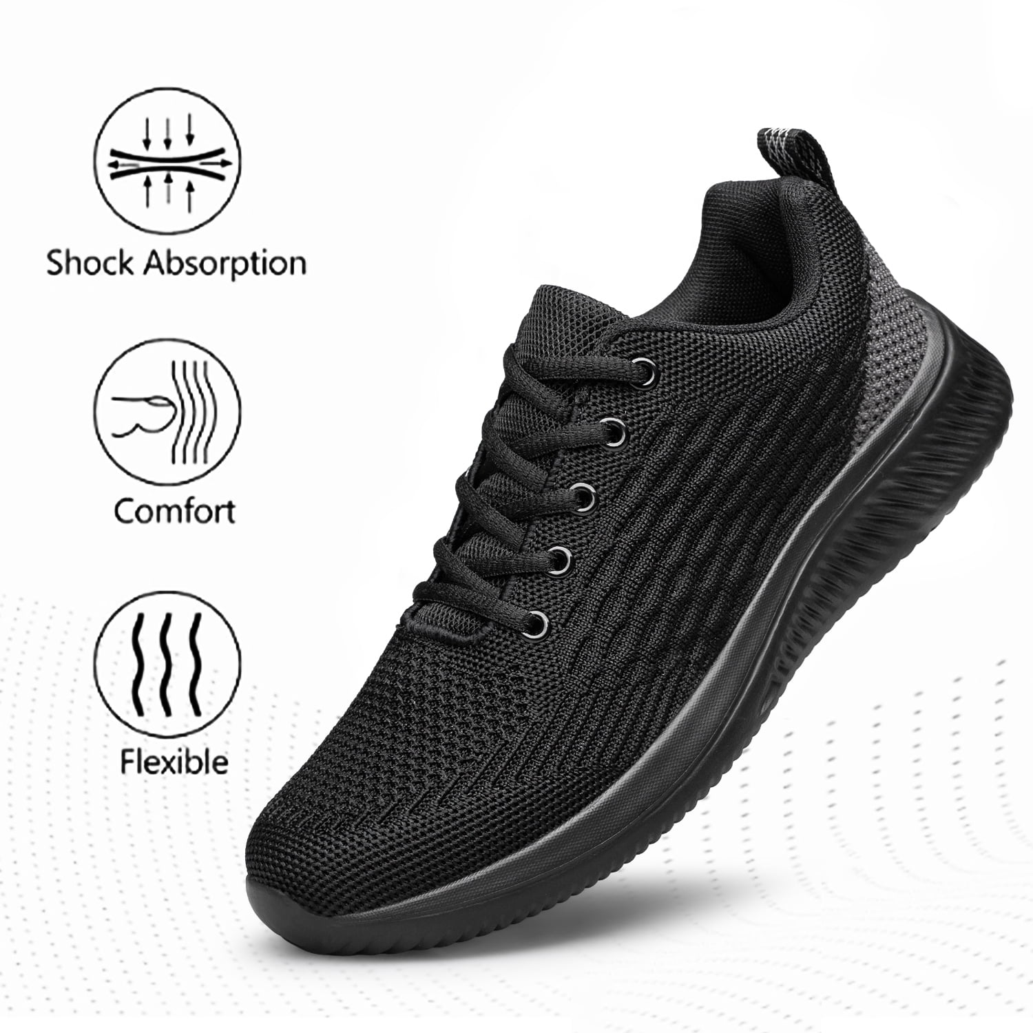 Mens Walking Shoes Non Slip Running Shoes Lightweight Tennis Shoes Breathable Workout Shoes Comfortable Fashion Sneakers Black Size 12