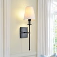 thumbnail image 2 of GoYeel Set of 2 Classic Rustic Industrial Wall Sconce Lighting Fixture with Flared White Textile Lamp Shade and Antique Brass Tapered Column Stand, 2 of 8