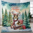 thumbnail image 4 of Merry Christmas Santa Reindeer Antlers Collie Sleigh Xmas Winter Holiday Quilt Blanket Collie Dog Lover Gifts Idea Cozy Comforter Throw Blanket - 00023, 4 of 5