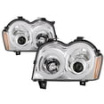 thumbnail image 2 of AKKON - Fits 2005 2006 2007 Jeep Grand Cherokee LED [C-Tube] Light Bar Projector Chrome Headlights Pair Left + Right, 2 of 7