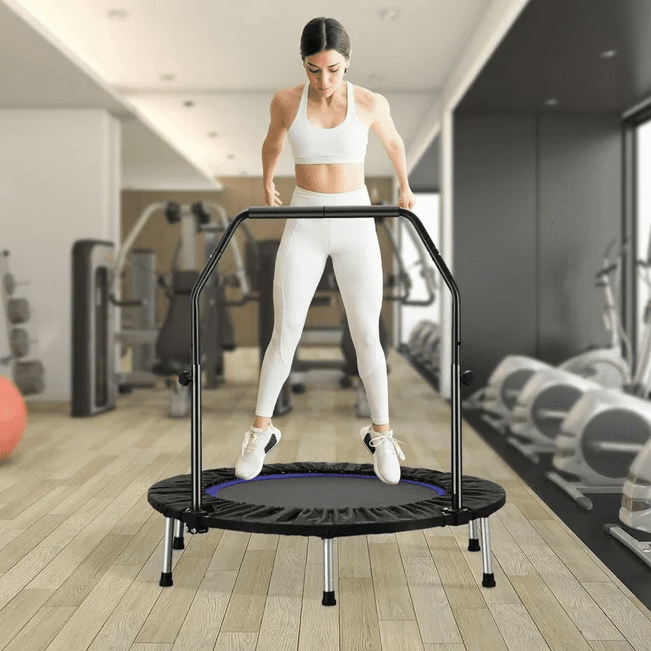 Ainfox Mini Trampoline with Adjustable Handle Bar, Fitness Rebounder, 330 lbs Load Capacity, 40 Inch,Blue