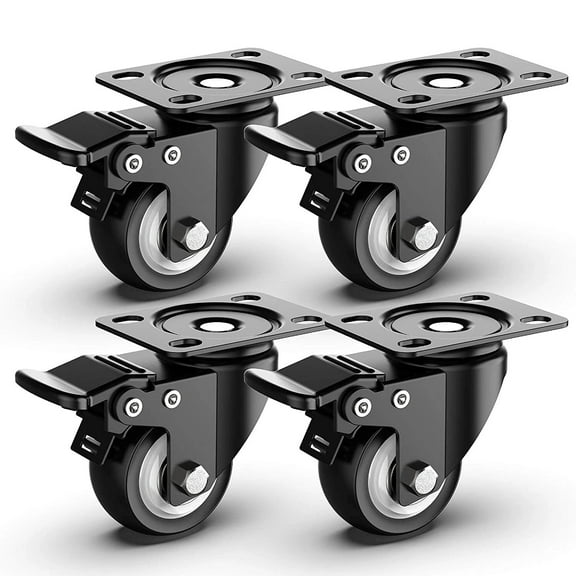 Hex Autoparts 4 Pack 5 Inch Caster Wheels Locking Casters with Brake Swivel Plate Casters