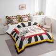 thumbnail image 3 of Manfei Vintage Movie Bedding Comforter Set 7pcs for Kid, Theater Film Queen Bedding Sets, Black Grey Stripes Reversible Queen Sheet Sets, Breathable Home Decor, 3 of 7