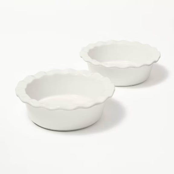 2pc Round Stoneware Mini Pie Dish Cream - Figmint: Small Baking Dish, Pot Pie Dish, Figmint Kitchen Essentials