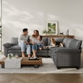 thumbnail image 3 of LINSY HOME Modular Sectional  Sofa Couch, 5-Seater Corduroy Deep Seat Sofa for Living Room, Bedroom and Apartment, Grey, 3 of 9