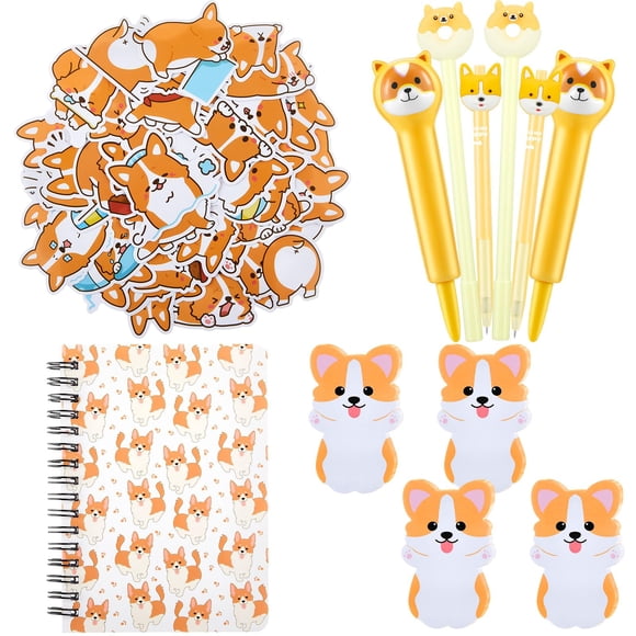 Set de papelería Trandraft Corgi 177 piezas con cuaderno y pegatinas