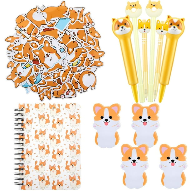 Set de papelería Trandraft Corgi 177 piezas con cuaderno y pegatinas
