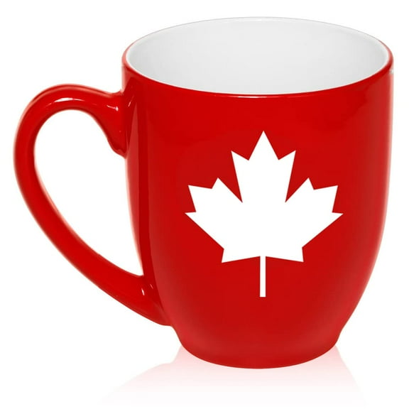 Maple Leaf Ceramic Coffee Mug Tea Cup Gift (16oz Red)