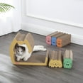thumbnail image 2 of THE LICKER STORE Kazoku 15.63" Modern Cardboard 5-in-1 Family Cat Cave Scratcher with Catnip and Pull-Out Design, Multi-Colored, CSR1005A, 2 of 9