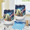thumbnail image 4 of Merry Christmas and Happy New Year Santa Rottweiler Holiday Xmas Winter 12oz Stainless Steel Wine Tumbler Insulated Cup with Lid Rottie Dog Lover Gifts Idea - 00024, 4 of 5