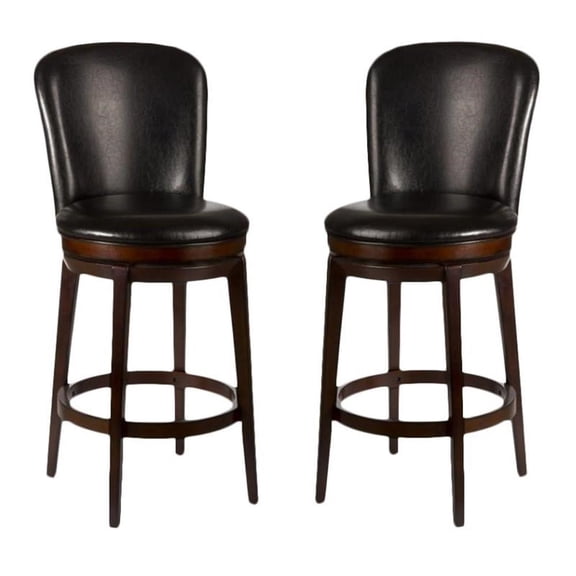Home Square 30.5" Swivel Bar Stool in Dark Brown Cherry - Set of 2