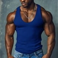 thumbnail image 2 of WRKEKC Workout Tank Tops for Men Solid Color Breathable Rounded Neck Sleeveless Tee for Summer Running, 2 of 6