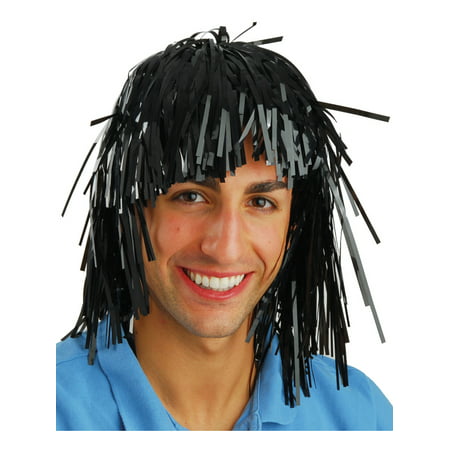 Black Tinsel Foil Wedding Party Funny Gag Wig Costume Accessory