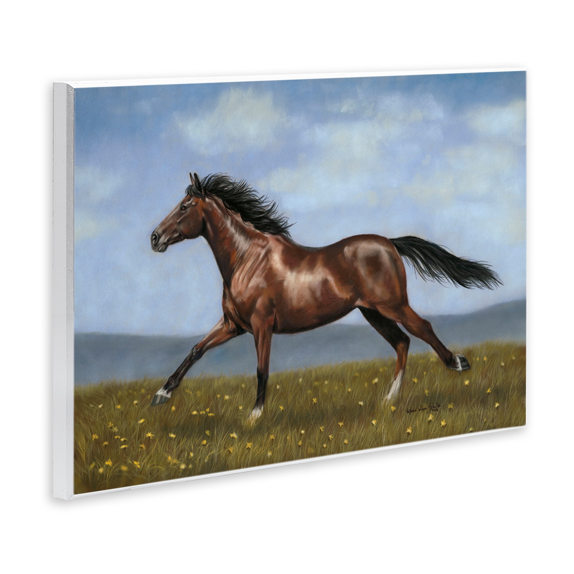 Stupell Industries Brown Running Mare Animals & Insects Painting Unframed Art Print Wall Art, 19 x 13