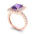 thumbnail image 2 of Solitaire with Accents Engagement Ring for Women - 3.84ct Simulated Alexandrite in 14K Rose Gold Promise Ring, 2 of 8