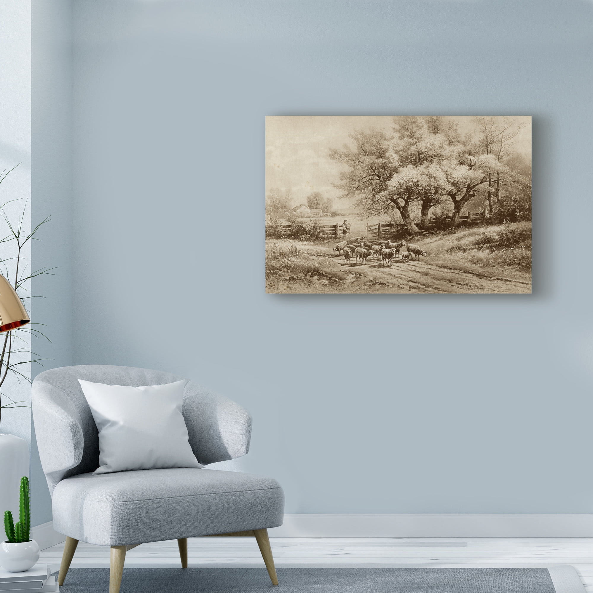Trademark Fine Art 'Herding Sheep' Canvas Art by Carl Weber
