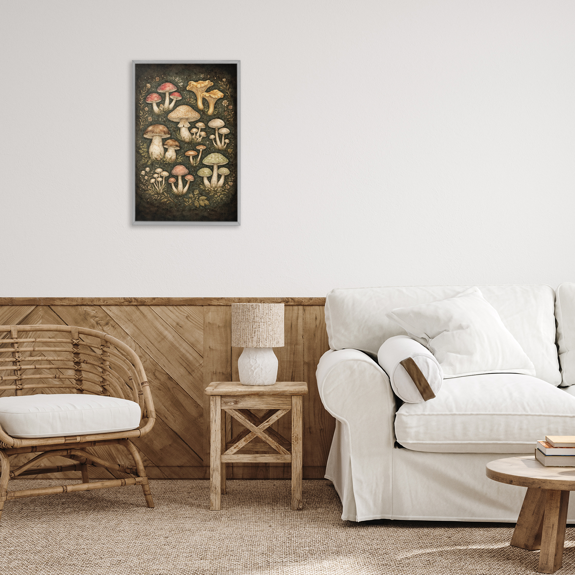 Stupell Industries Organic Sprouting Mushrooms Gray Framed Giclee Art, design by Tom Crehan