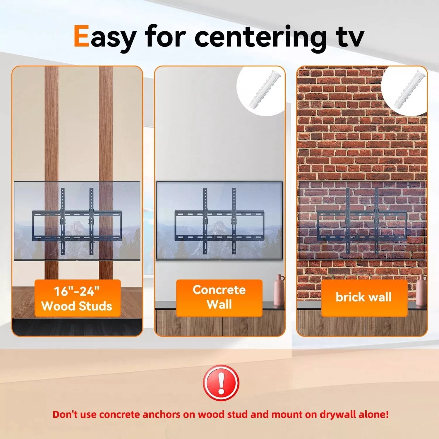 Tilting TV Wall Mount for 32"-70" TVs, 15° Tilt, Supports up to 165lbs, Compatible with VESA Mounts, Low Profile, Easy Install