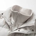 thumbnail image 6 of DayScoop Solid Color Jacket for Men Warm Coat Long Sleeve Fashion Casual Bread Double-Layer Zipper Parkas Buttons Stand-up Collar Pocket, 6 of 6