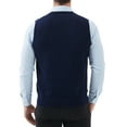 thumbnail image 3 of Kallspin Men's Sweater Vest Cotton V Neck Relaxed Fit Knit Sleeveless Pullover Sweater(Navy Blue,4X-Large), 3 of 9