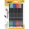 BIC Intensity Fineliner Marker Pen Fine Pen Point - 0.4 mm Pen Point Size - Assorted Water Based Ink - 10 / Pack