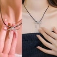 thumbnail image 4 of Delicate Silver Bow Necklace Women's Clavicle Chain 42cm/16.53 inch Y1T2, 4 of 5