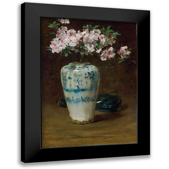 Chase, William Merritt 11x14 Black Modern Framed Museum Art Print Titled - Pink Azaleaâ€”Chinese Vase