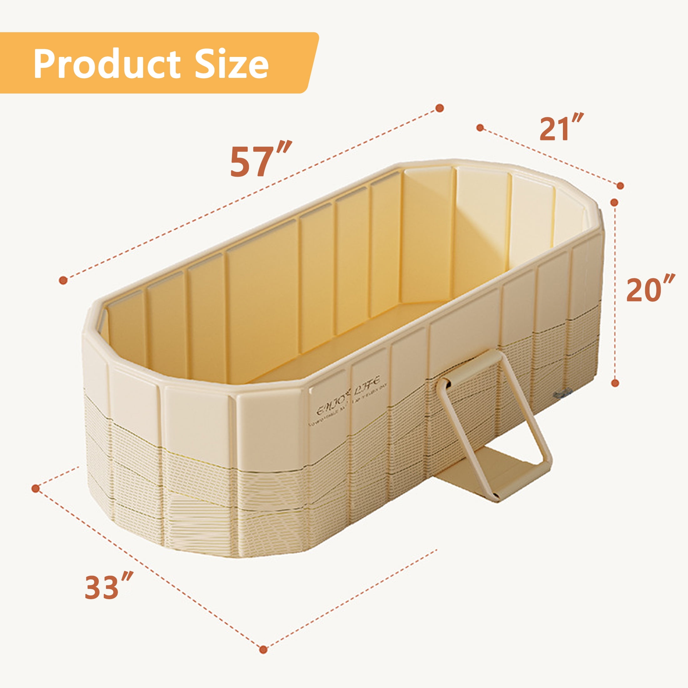 Hyindoor 57" Portable Bathtub for Adult, Foldable Ice Bath Tub Hot Bathtub without Cover, for Outdoor Indoor Shower Stall