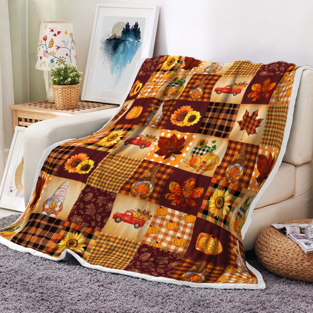 Thanksgiving Pumpkin Blanket Super Soft Flannel Fleece Throw Blankets