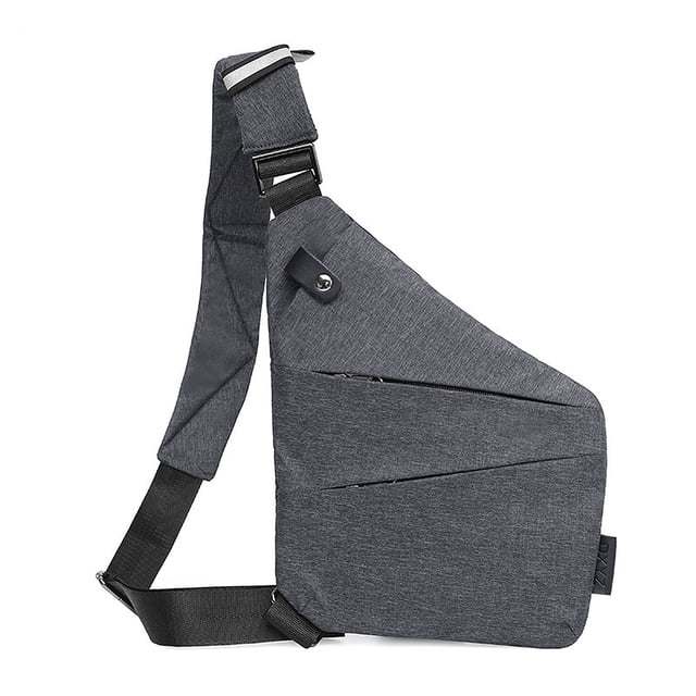 Graflsoa Men's Polyester Crossbody Sling Bag - Compact Anti-Theft Chest Pack for Sports & Travel, Gray (Left Shoulder)