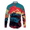 thumbnail image 3 of Camisa con estampado 3D de tanque para hombre y mujer, camisa informal de manga larga a la moda, ropa de calle con botones, ropa unisex de gran tamaño, 3 of 5