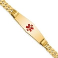 thumbnail image 1 of 14K Yellow Gold Medical Soft Diamond Shape Red Enamel Curb Link Id Bracelet (7 X 13.5) Made In United States xm581cc-7, 1 of 5